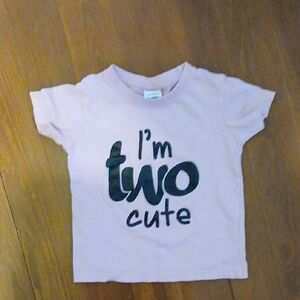 Cute Girl Pink T-Shirt Im Two Cute 2Y